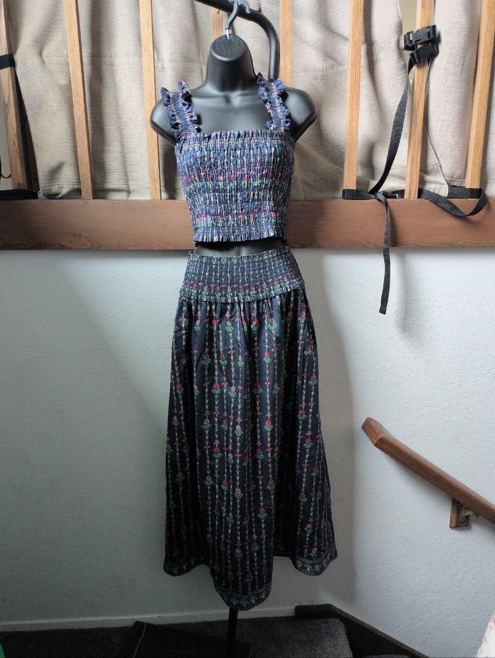 ✨ Hill House Margot Skirt And Top Set In Trailing Fern/Navy Multi Size L - Picture 10 of 10
